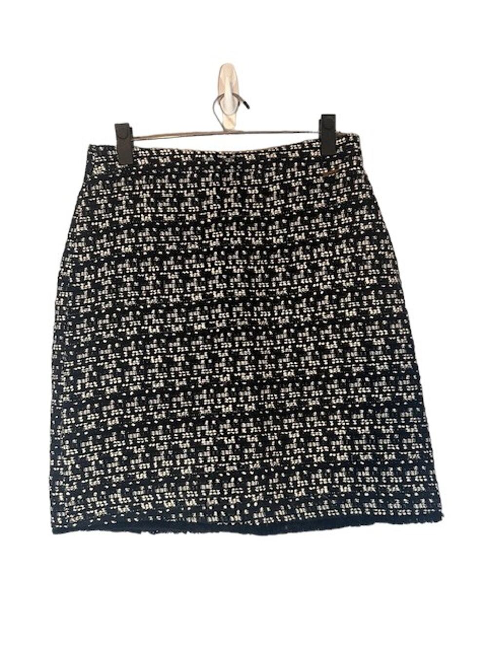 Tahari Black & White Print Tweed Cotton Blend Mini Pencil Skirt Women Sz 8
